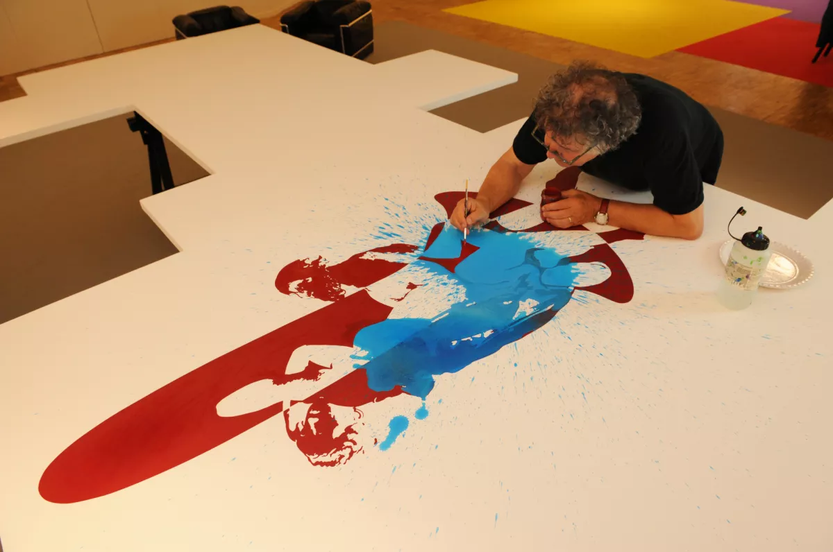 Centre Pompidou 2016, l'Amour à Cloche pied, un tableau peint en public